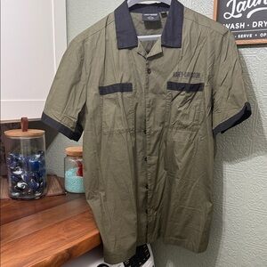 Harley-Davidson Men's Olive and Black Short Sleeve Jacket